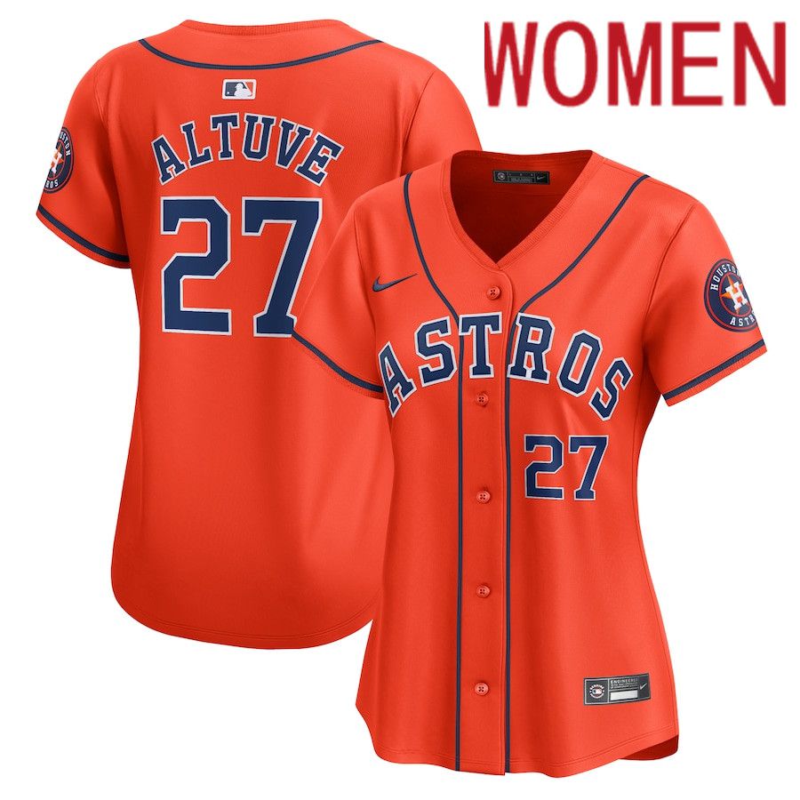 Women Houston Astros #27 Jose Altuve Nike Orange Alternate Limited Player MLB Jersey